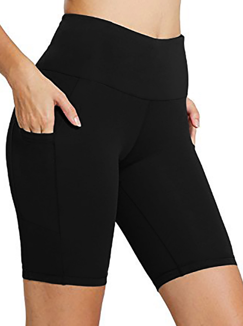 High-waisted black pocket gym ...