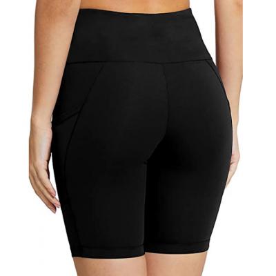 High-waisted black pocket gym shorts