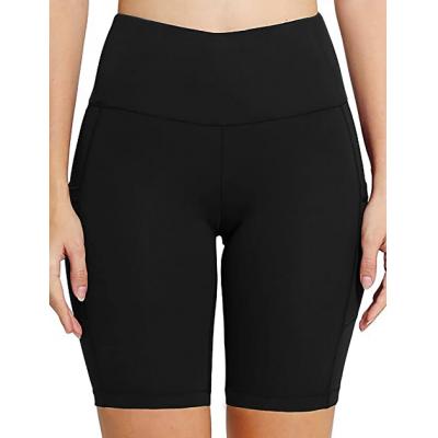 High-waisted black pocket gym shorts