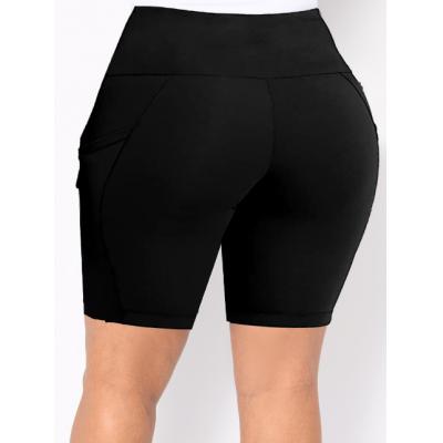 High-waisted black pocket gym shorts