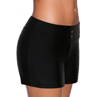 Low Waisted Black Button Shorts