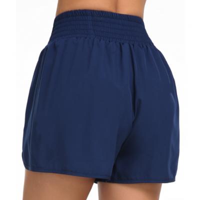 Smocked High Waisted Blue Beach Shorts