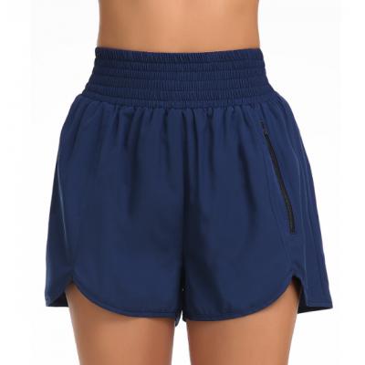 Smocked High Waisted Blue Beach Shorts