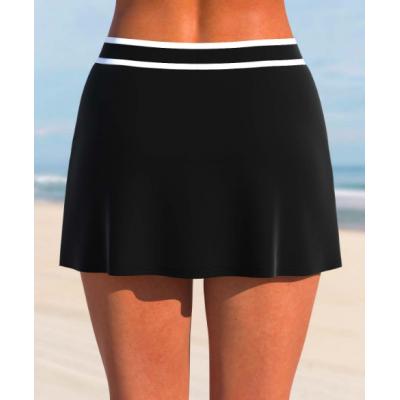 Black Zipper Mid Waisted Contrast Stitching Pantskirt