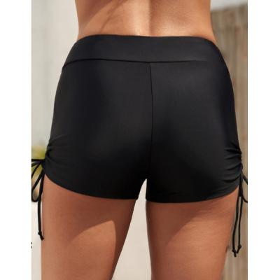 Mid Waisted Black Drawstring Side Swimwear Shorts