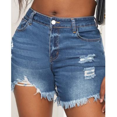 Denim Blue Pocket Skinny Zipper Fly Shorts