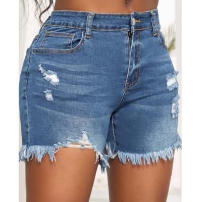 Denim Blue Pocket Skinny Zipper Fly Shorts