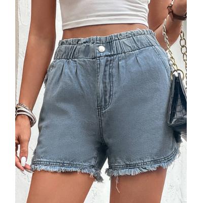 Blue Pocket Button Fly High Waisted Denim Shorts